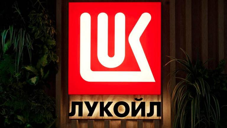 A view shows a board with the logo of Lukoil company during the St. Petersburg International Economic Forum (SPIEF) in Saint Petersburg, Russia June 19, 2025. - REUTERSPIX