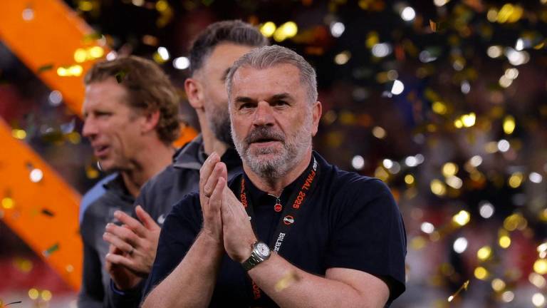 Tottenham Hotspur manager Ange Postecoglou celebrates after winning the Europa League Final REUTERSpix