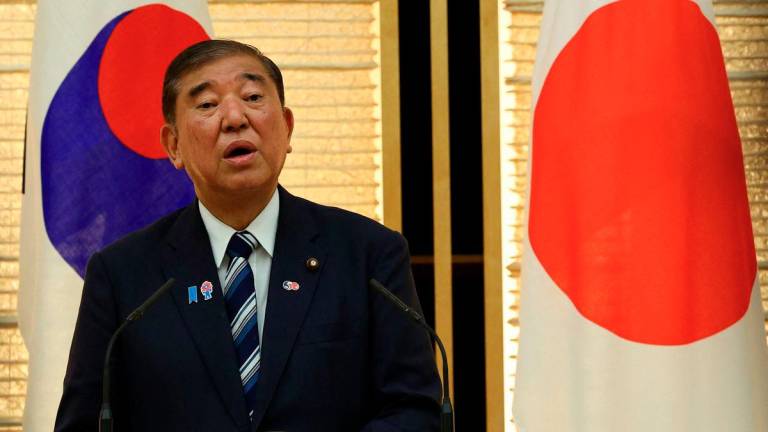 Japan's Prime Minister Shigeru Ishiba speaks at joint press announcement with South Korea's President Lee Jae Myung (not in the picture) after the summit in Tokyo, Japan, August 23, 2025. - REUTERS