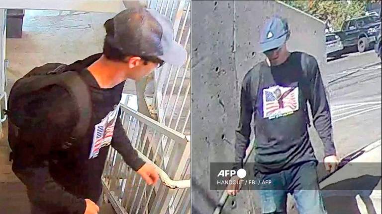 This combination of image released by the Federal Bureau of Investigation (FBI) on September 11, 2025 and created on September 11, 2025 shows photos of a person of interest in the investigation into the fatal shooting of Charlie Kirk that occurred on September 10, 2025, at Utah Valley University in Orem, Utah. - HANDOUT / FBI / AFP