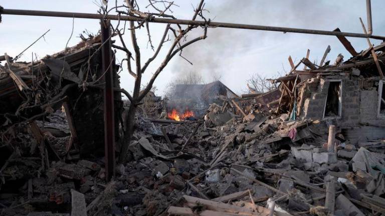 A view shows a site of a Russian military strike, amid Russia's attack on Ukraine, in the frontline city of Pokrovsk, Donetsk region, Ukraine March 13, 2025. - REUTERSPIX