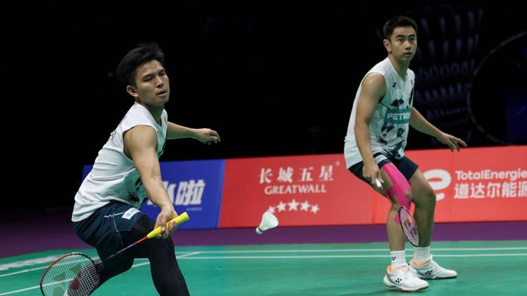 National men’s doubles pair Goh Sze Fei (R) and Nur Izzuddin Rumsani. - BERNAMApix