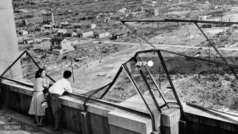 This photo taken in 1948 shows a view of the devastated city of Hiroshima in Japan, three years after the first atomic bomb was dropped on a population. The US nuclear bombing of Hiroshima on August 6, 1945 left around 140,000 people dead. - AFP