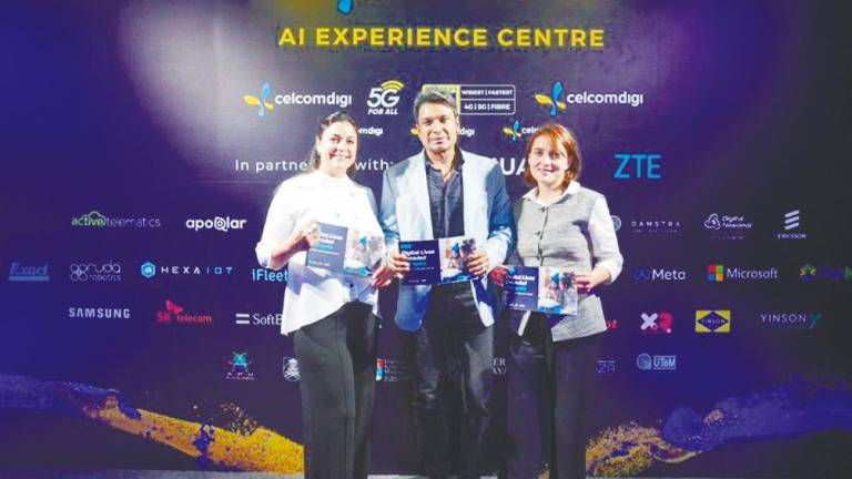 From left: Telenor Asia head of external relations and sustainability Manisha Dogra, Kugan and Martinkenaite at the release of Telenor’s report.