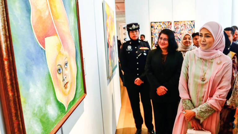The Tengku Permaisuri of Selangor Tengku Permaisuri Norashikin visiting the Bank Negara Malaysia Museum and Art Gallery after opening the Asean Fabrics Symposium 2025 in Kuala Lumpur yesterday. – theSunpix