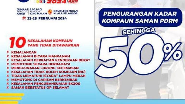 Up to 50% discount on selected traffic summoses for visitors at Central Zone Madani Rakyat programme