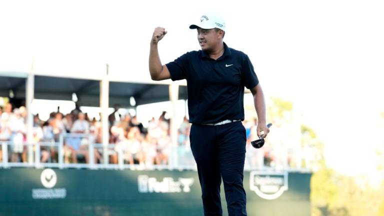 Kevin Yu of Chinese Taipei reacts to his winning putt on the 18th green during the first playoff hole during the final round of the Sanderson Farms Championship 2024 at the Country Club of Jackson on Oct 06, 2024 in Jackson, Mississippi. – Getty Images/PGA TOUR