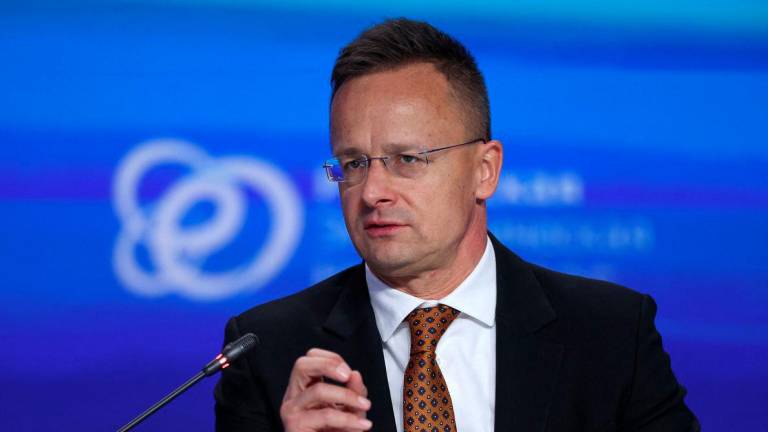 Hungary's Foreign Minister Peter Szijjarto speaks during a session of the Russian Energy Week international forum in Moscow, Russia, October 15, 2025. - REUTERSPIX
