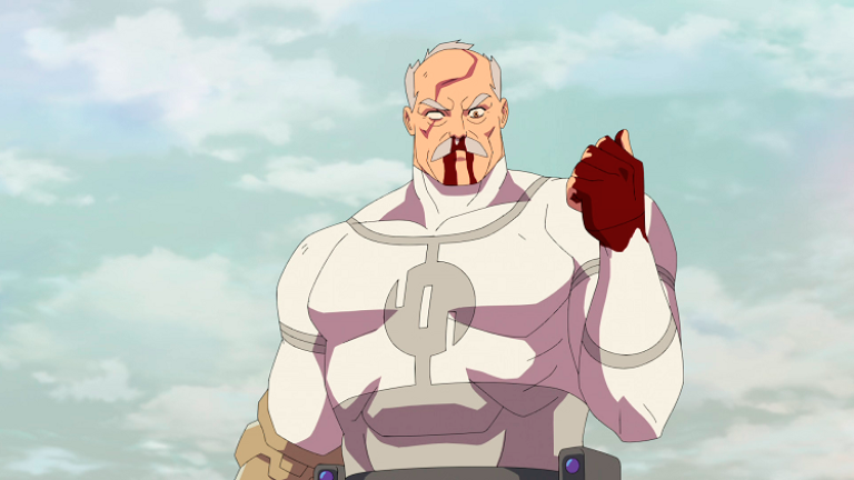Conquest (pictured) and Mark’s encounter is the show at its most extreme. – ALL PICS FROM PRIME VIDEO