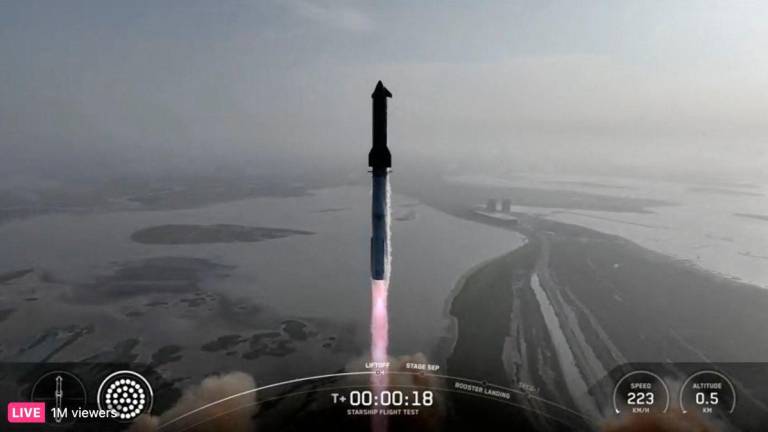 This screengrab from SpaceX live shows the SpaceX Starship rocket launching from Starbase, Texas, on May 27, 2025. AFPpix