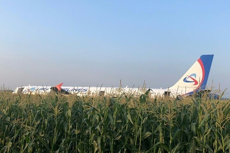 The Ural Airlines A321, carrying 226 passengers and seven crew, came down in a corn field. — AFP