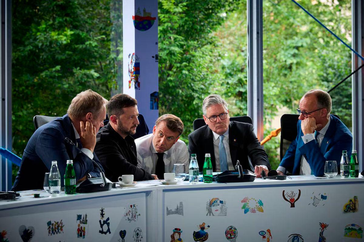 Ukraine’s President Volodymyr Zelenskiy, Britain’s Prime Minister Keir Starmer, France’s President Emmanuel Macron, German Chancellor Friedrich Merz and Polish Prime Minister Donald Tusk - REUTERSpix