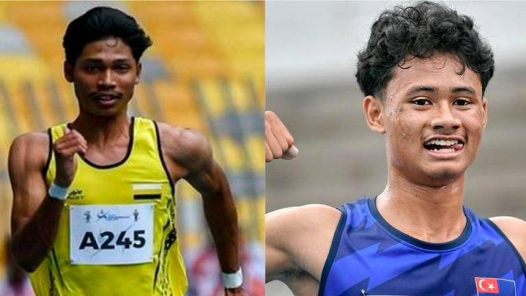 National sprinters Muhammad Azeem Mohd Fahmi (left) and Danish Iftikhar Muhammad Roslee (right). - BERNAMA