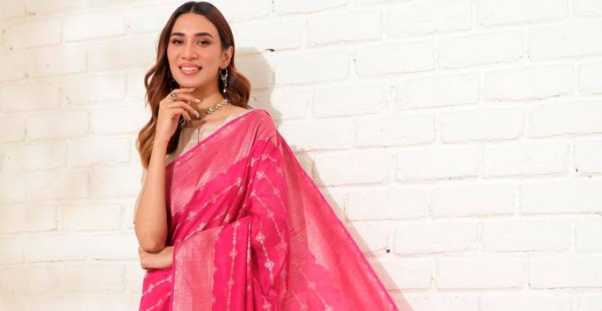 Pink cotton-silk blend saree with traditional accent. — PICS BY FABINDIA.