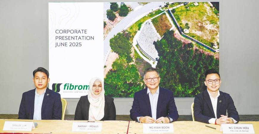 From left: Fibromat contract manager Shaun Lim, chief financial officer Nadiah Firdaus, Danny Ng and executive director Wallace Ng Chun Hou at the company’s briefing.
