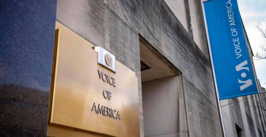 President Donald Trump has ordered a funding freeze on US-funded outlets such as Voice of America and Radio Free Europe/Radio Liberty © BONNIE CASH / AFP