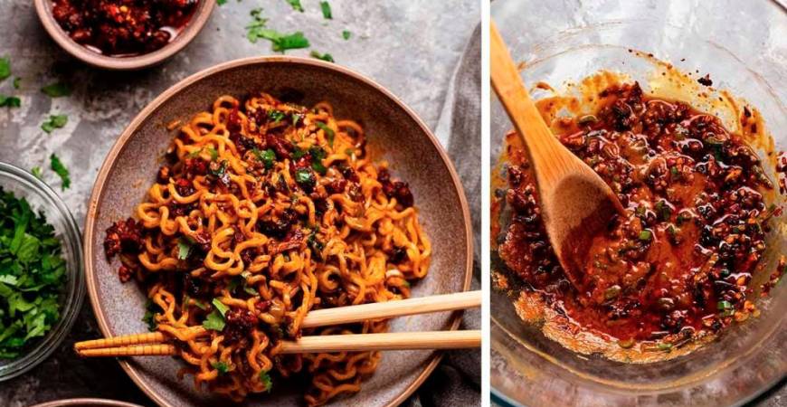 Chilli crisp noodles is a great choice for quick meals that do not compromise on flavour. – PIC FROM YOUTUBE @RECIPETIN EATS