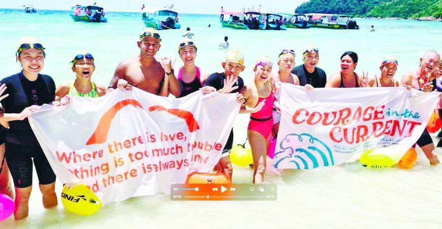Some of the swimmers who took part in the 10km swim on Aug 30.