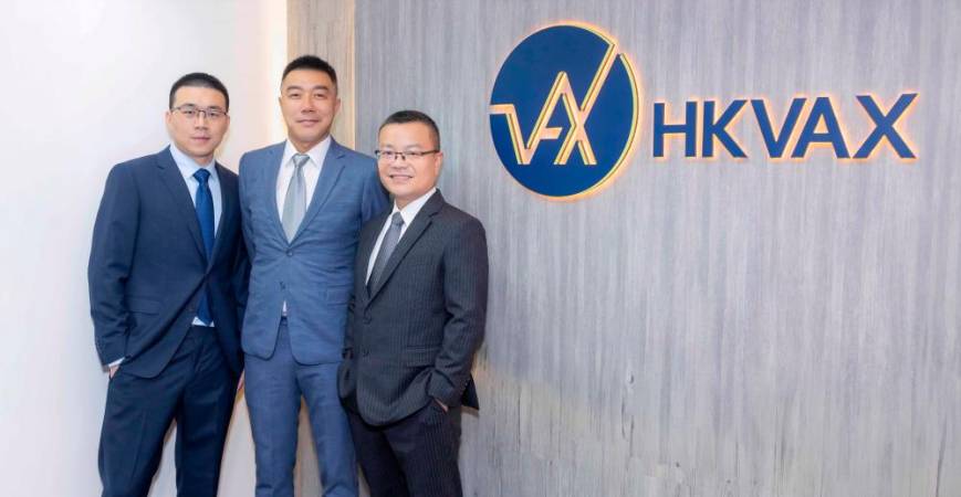 From left to right: Simon Liu, Co-Founder and CTO of HKVAX; Dr. Anthony Ng, Co-Founder and CEO of HKVAX; and Sam Fok, Co-Founder and COO of HKVAX