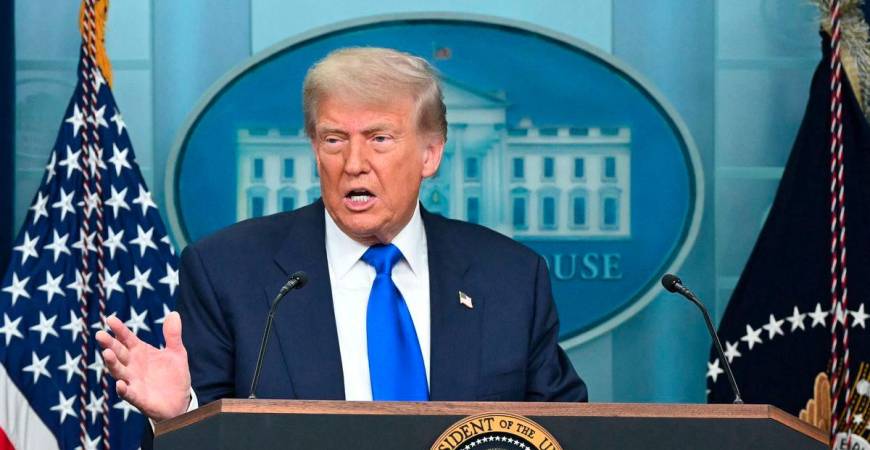 US President Donald Trump speaks during a news conference in the Brady Briefing Room of the White House on June 27, 2025, in Washington, DC. - AFPPIX