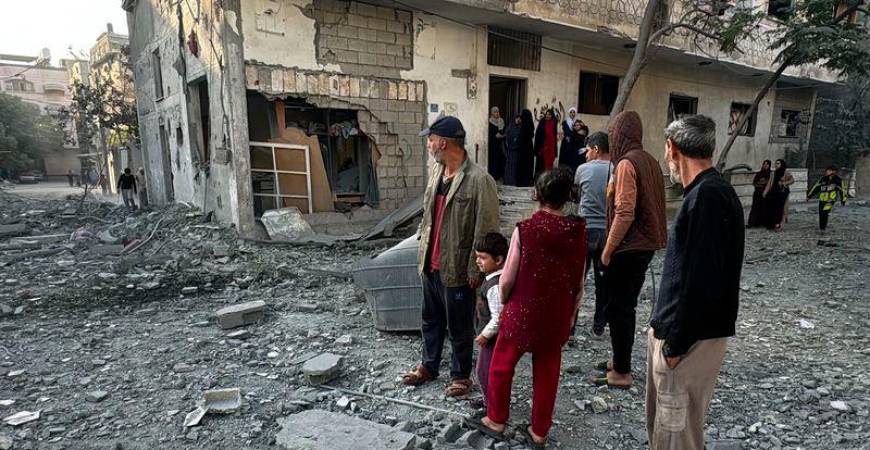 Palestinians inspect the damage after an overnight Israeli airstrike in Beit Lahia the northern Gaza Strip on October 27, 2024 amid the ongoing war in the Palestinian territory between Israel and Hamas. - AFPPIX