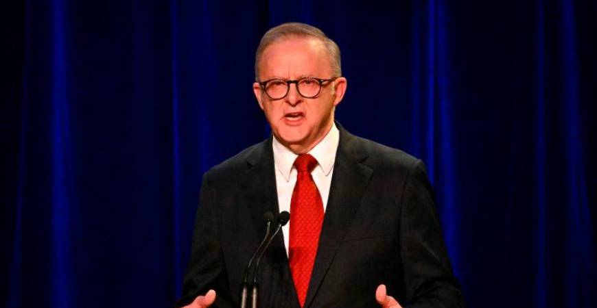 Australia’s Prime Minister Anthony Albanese speaks after winning the general election at the Labor Party election night event in Sydney on May 3, 2025. AFPpix