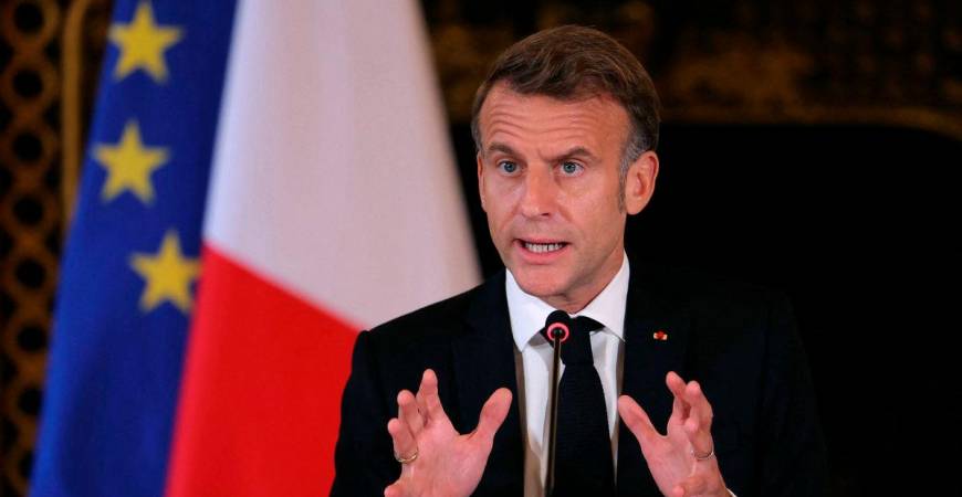 France’s President Emmanuel Macron speaks during a ministerial meeting on the implementation of the Middle East peace plan at the Quai d’Orsay, in Paris, France October 9, 2025. Thomas Samson/Pool via REUTERS