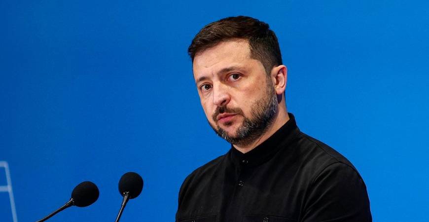Ukrainian President Volodymyr Zelenskiy attends a press conference on the first day of the two-day Ukraine Recovery Conference (URC2025), on plans for the reconstruction of Ukraine, in Rome, Italy, July 10, 2025. REUTERS