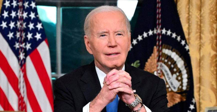 US President Joe Biden gestures as he delivers his farewell address to the nation from the Oval Office of the White House in Washington, DC, on January 15, 2025. - REUTERSPIX