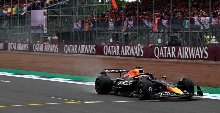 Red Bull Racing’s Dutch driver Max Verstappen drives during the Formula One British Grand Prix at the Silverstone motor racing circuit in Silverstone, central England, on July 6, 2025.- AFP