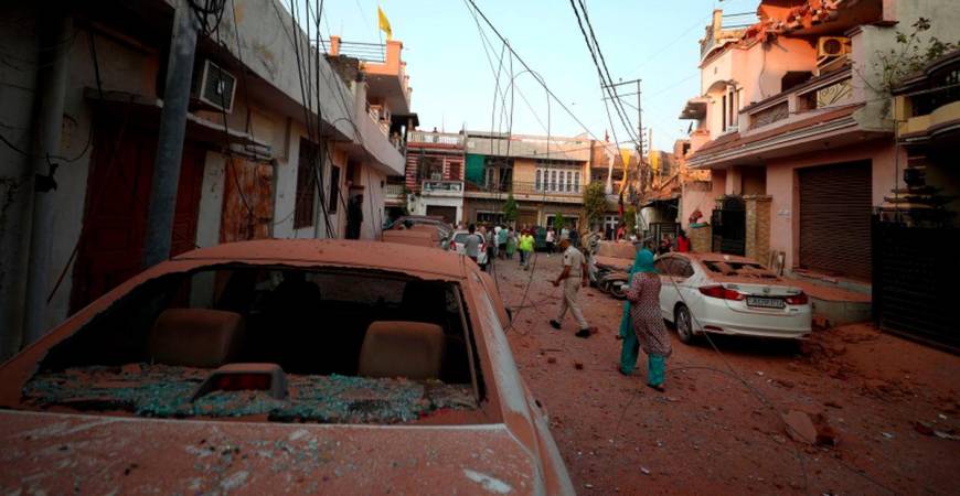 Damaged vehicles are seen in the neighbourhood, following Pakistan's military operation against India, in Rehari, Jammu, May 10, 2025. - REUTERSPIX
