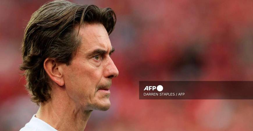 Brentford's Danish head coach Thomas Frank reacts during the English Premier League football match between Nottingham Forest and Brentford at The City Ground in Nottingham, central England, on May 1, 2025. - AFP