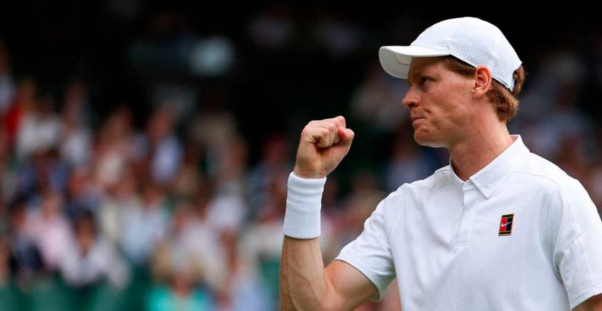 Italy’s Jannik Sinner reacts as he plays against Australia’s Aleksander Vukic during their men’s singles second round tennis match on the fourth day of the 2025 Wimbledon Championships at The All England Lawn Tennis and Croquet Club in Wimbledon, southwest London, on July 3, 2025-AFP