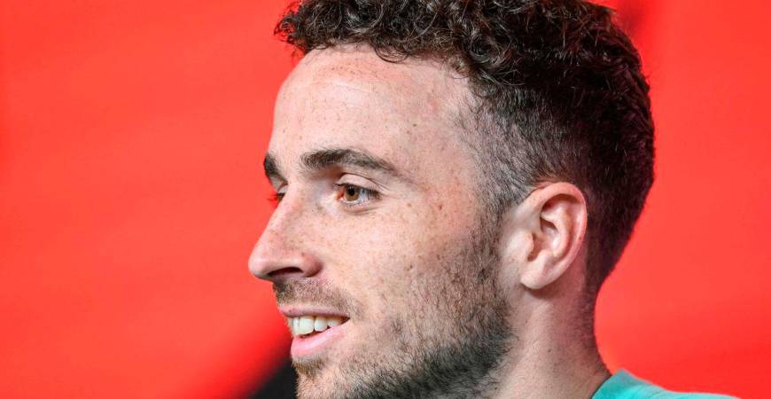 FILES) Portugal’s forward Diogo Jota attends a press conference at “Cidade do Futebol” training camp in Oeiras, outskirts of Lisbon on June 8, 2022 on the eve of their UEFA Nations League football match against Czech Republic-AFP