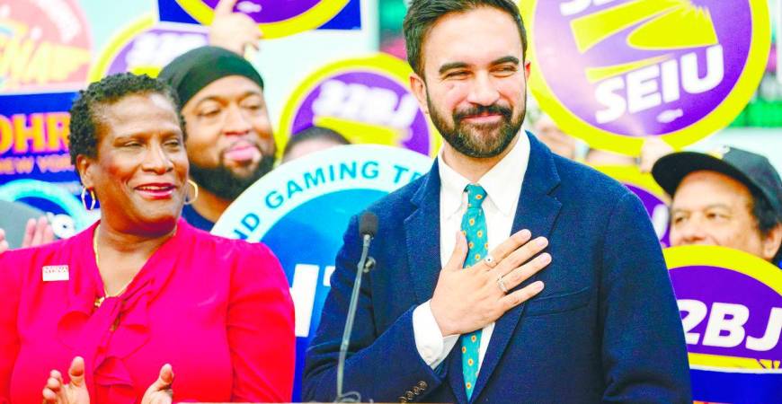 New York City mayoral candidate Zohran reacts during a press conference with union leaders and supporters in New York City, US on Wednesday. – REUTERSPIC