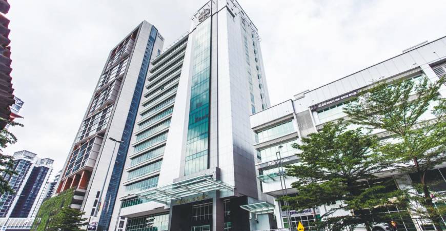 A view of Menara Glomac, an office building in Kuala Lumpur.