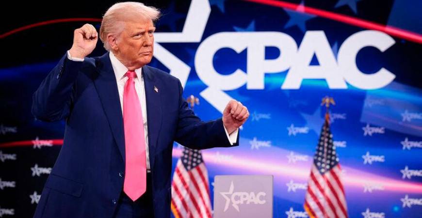 U.S. President Donald Trump reacts to the crowd while arriving at the Conservative Political Action Conference (CPAC) at the Gaylord National Resort Hotel and Convention Center on February 22, 2025 in Oxon Hill, Maryland. AFPpix