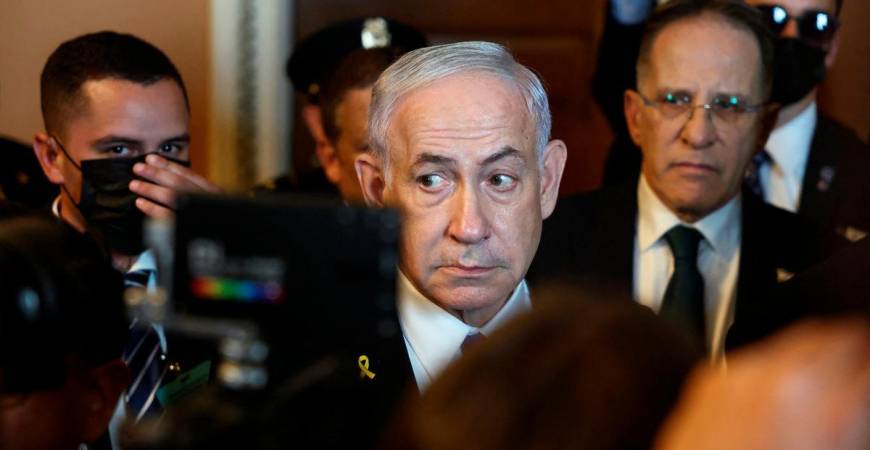 Israel’s Prime Minister Benjamin Netanyahu visits Capitol Hill, on the day he meets with Senate Republican Leader John Thune (R-SD) and other senators, in Washington, D.C., U.S., July 9, 2025. REUTERS