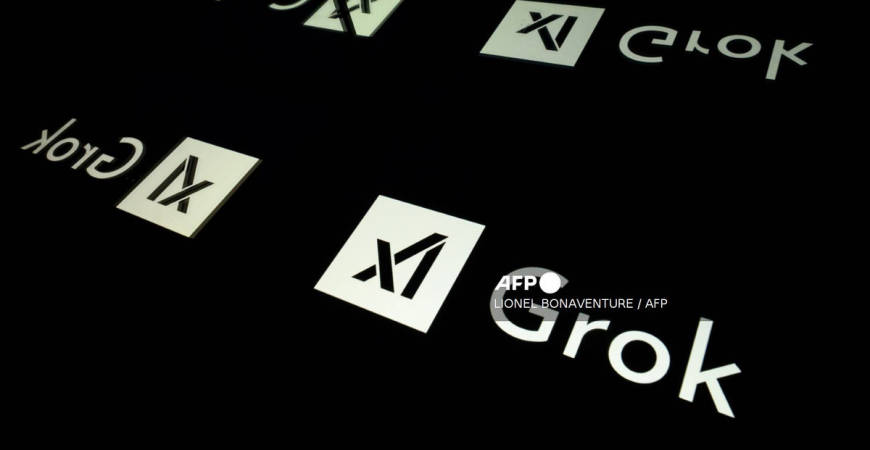 This photo illustration shows screens displaying the logo of Grok, a generative artificial intelligence chatbot developed by US artificial intelligence company xAI, in Toulouse, southern France, on January 15, 2025. - AFP