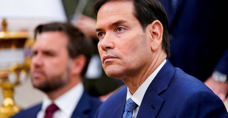 U.S. Secretary of State Marco Rubio takes part in a meeting between President Donald Trump and NATO Secretary General Mark Rutte in the Oval Office at the White House in Washington, D.C., U.S., July 14, 2025. - REUTERS