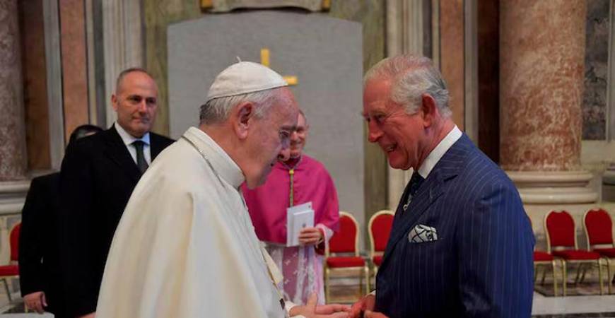 Pope Francis speaks with Britain’s Prince Charles on the day of the canonisation of 19th-century British cardinal John Henry Newman at the Vatican October 13, 2019 - REUTERSpix