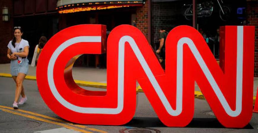 The CNN logo stands outside the venue of the second Democratic 2020 U.S. presidential candidates debate, in the Fox Theater in Detroit - REUTERSpix