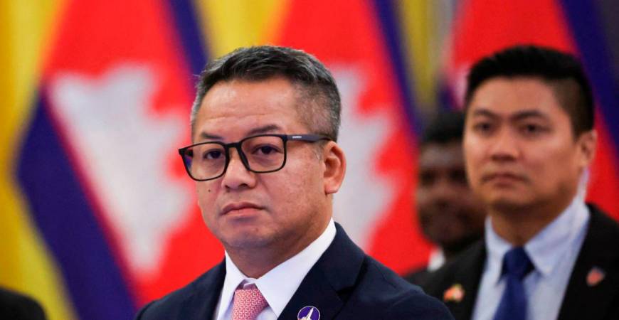 Cambodian Defence Minister General Tea Seiha attends the Extraordinary General Border Committee (GBC) to discuss the border dispute between Thailand and Cambodia, in Kuala Lumpur on August 7, 2025. (Photo by HASNOOR HUSSAIN / POOL / AFP)