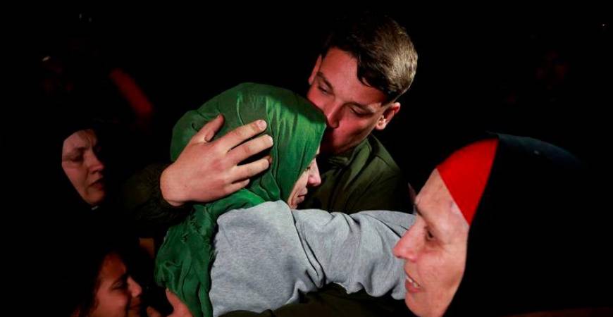 A freed Palestinian prisoner is greeted after being released from an Israeli jail as part of a hostages-prisoners swap and a ceasefire deal in Gaza between Hamas and Israel, in Ramallah - REUTERSpix