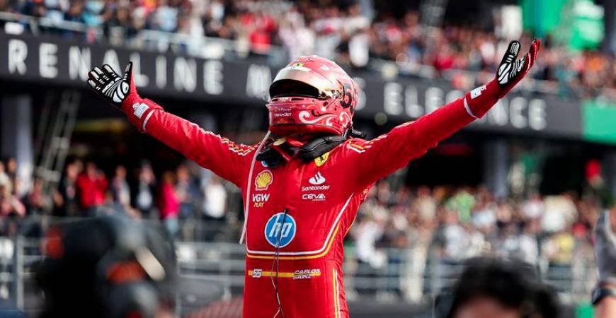 Formula One F1 - Mexico City Grand Prix - Autodromo Hermanos Rodriguez, Mexico City, Mexico - October 27, 2024Ferrari's Carlos Sainz Jr. celebrates winning Mexico City Grand Prix - REUTERSPIX