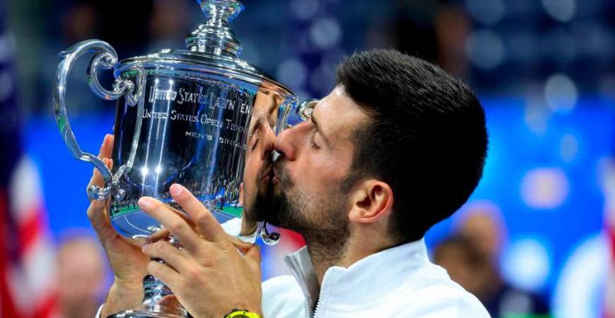 For representational purposes only - Serbia’s Novak Djokovic celebrates with the trophy after winning the US Open, Sept 10, 2023 - REUTERSPIX