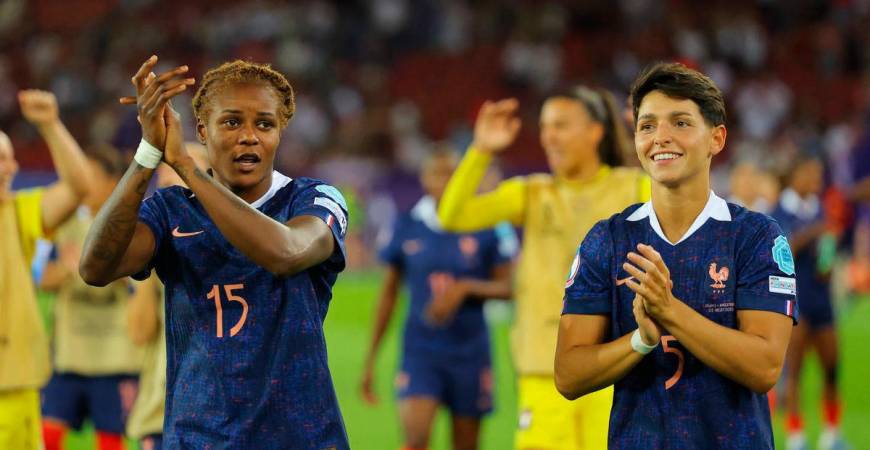 France’s Kelly Gago and Elisa De Almeida celebrate after the match-REUTERS