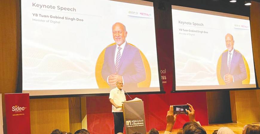 Gobind delivering his speech at the launch of Selangor Deep Tech Xccelerator and Selangor Retail Tech Xccelerator today.