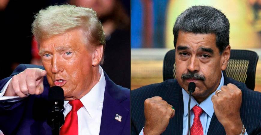 This combination of pictures created on August 07, 2025 shows US President Donald Trump (L) in Grand Rapids, Michigan on November 5, 2024, and Venezuelan President Nicolas Maduro (R) in Caracas on July 31, 2024. - AFP