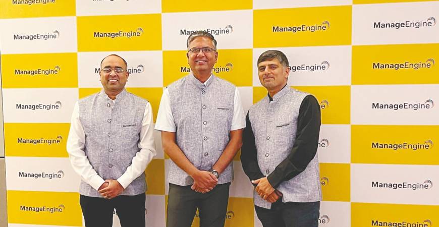 From left: Associate director (business) Karthick ChandraSekar, ManageEngine CEO Rajesh Ganesan and Arun at the media roundtable.